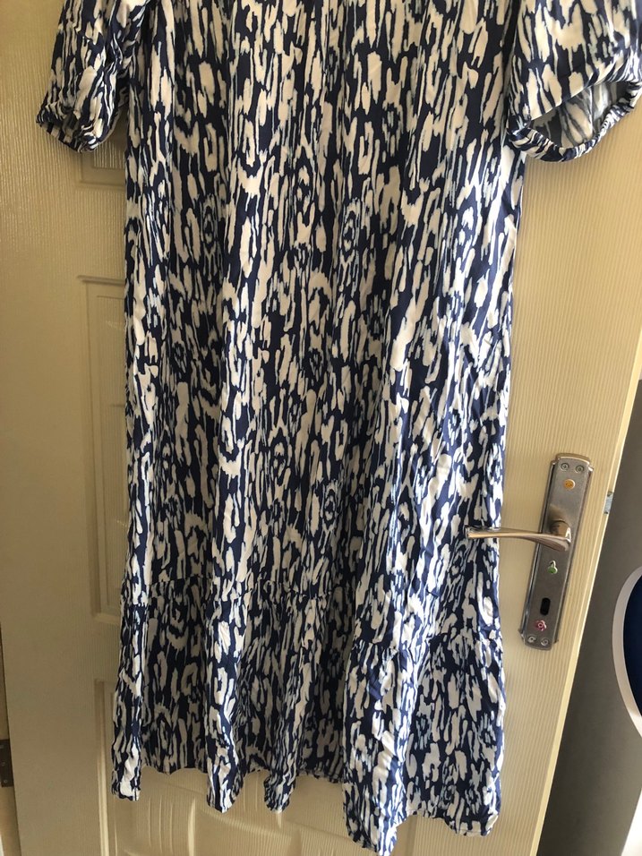 Bohem V Yaka Uzun Salaş Elbise kalıbı geniş - Görsel 5