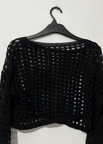 Siyah Örgü Kadın Kazak - Görsel 2