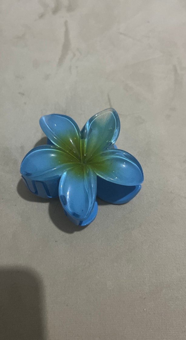 Turkuaz Şeffaf Cam Çiçek Saç Tokası - Görsel 2