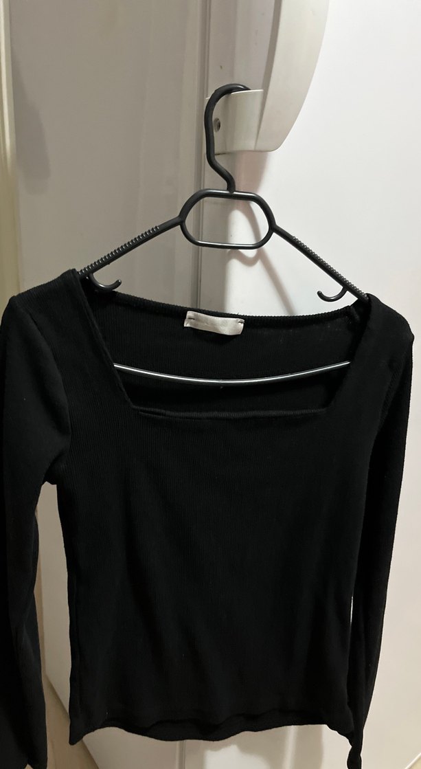 Kadın Siyah Uzun Kollu Tekdüze Bluz - Görsel 2