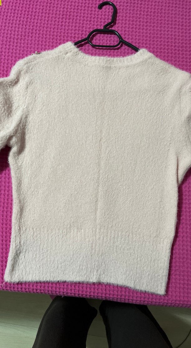 Nakışlı Pembe Kısa Kadın Kazak - Görsel 3