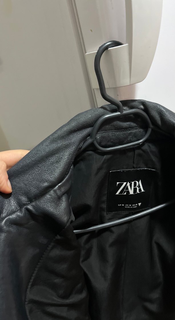 Kadın Siyah Deri Biker Ceket - Görsel 3