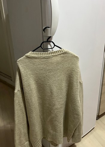 Bej Yüksek Yaka Örgü Kadın Kazak - Görsel 4