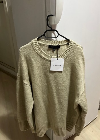 Bej Yüksek Yaka Örgü Kadın Kazak - Görsel 2