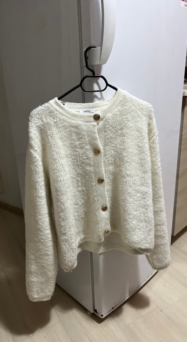 Düğmeli Beyaz Kadın Triko Kazak - Görsel 2