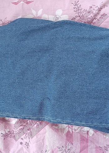 Diğer Düğmeli Mavi Midi Boy Bol Kesim Kadın Kot Pantolon