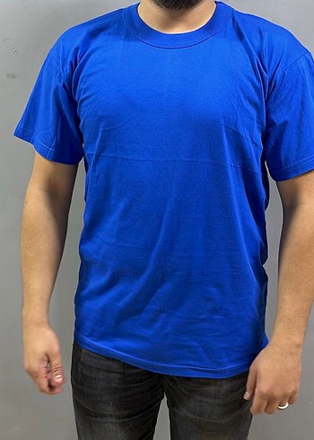 %100 Pamuk Ekonomik Kısa Kollu Bisiklet Yaka Tişört - Görsel 7