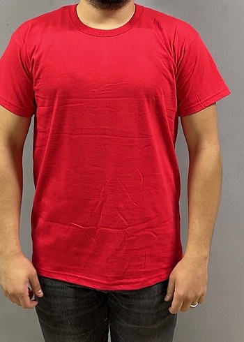 %100 Pamuk Ekonomik Kısa Kollu Bisiklet Yaka Tişört - Görsel 4