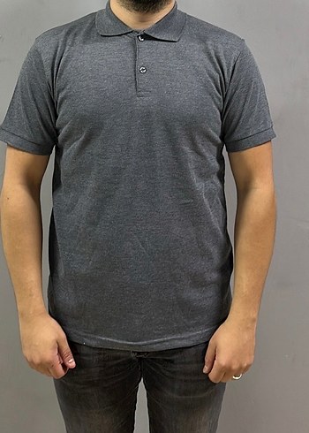 Compact Penye kumaş Siyah Kısa Kollu Polo Tişört - Görsel 8