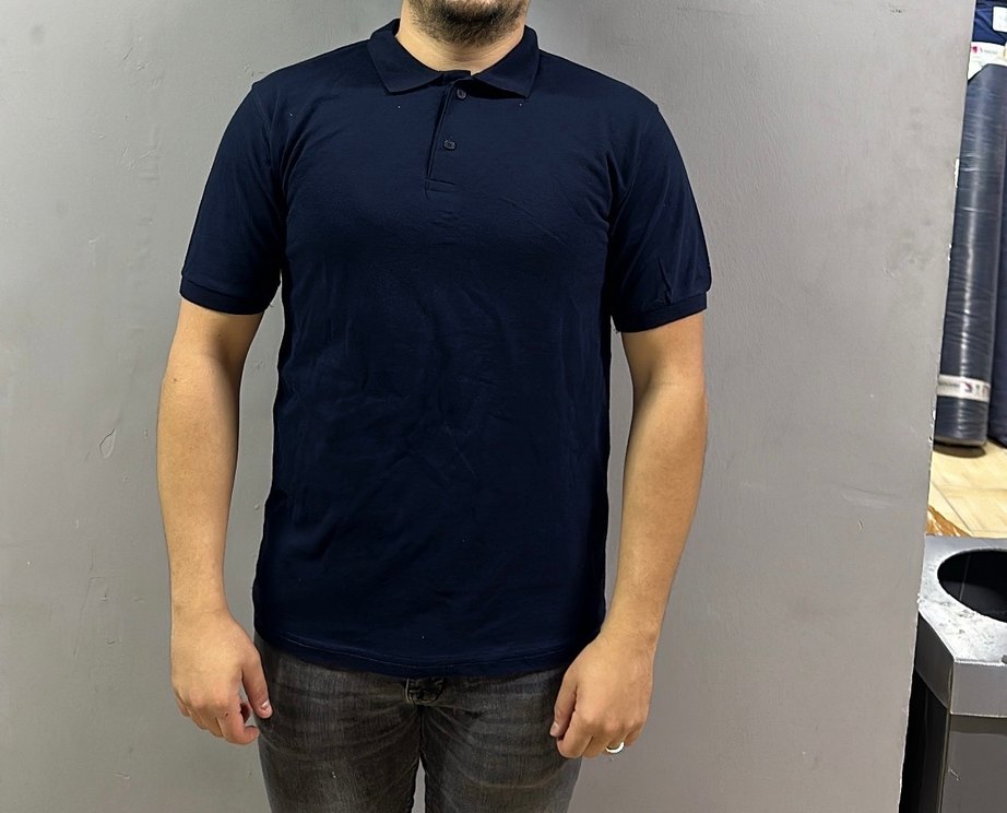 Compact Penye kumaş Siyah Kısa Kollu Polo Tişört - Görsel 4