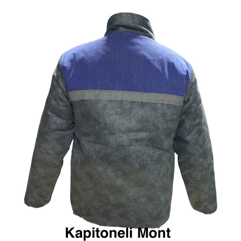 Kaynak delinmelerine karşı dayanıklı Gri Kapitoneli  Mont - Görsel 2