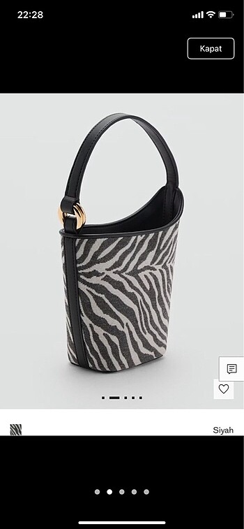 Mango Mango Zebra Desenli Bucket Çanta