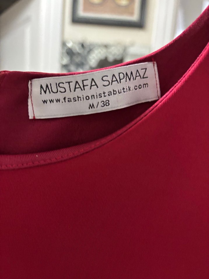 Bordo Uzun Fırfırlı Kolsuz Elbise - Görsel 3