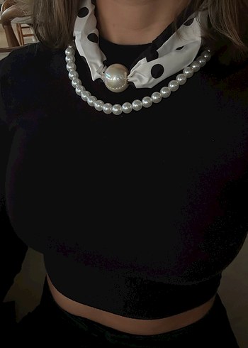 Beyaz Boncuklu Midi Kolye - Görsel 2