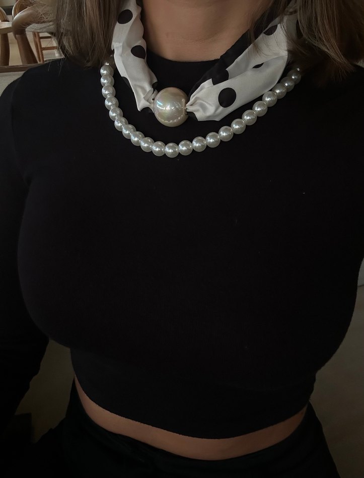 Beyaz Boncuklu Midi Kolye - Görsel 2