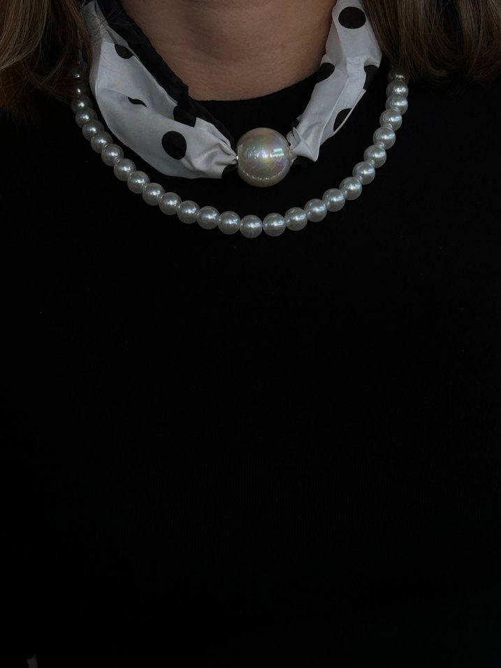 Beyaz Boncuklu Midi Kolye - Görsel 3