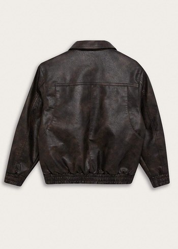 Defacto Erkek Çocuk Kahverengi Deri Ceket - Görsel 4