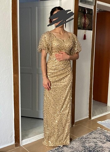Payetli gold abiye