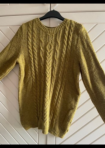 Yağ yeşili Örgü Kadın Kazak - Görsel 3