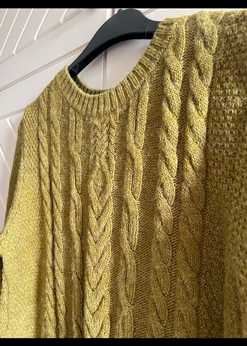 Yağ yeşili Örgü Kadın Kazak - Görsel 2