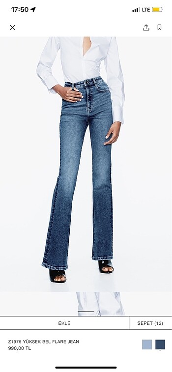 xs Beden Zara Yüksek bel flare jean