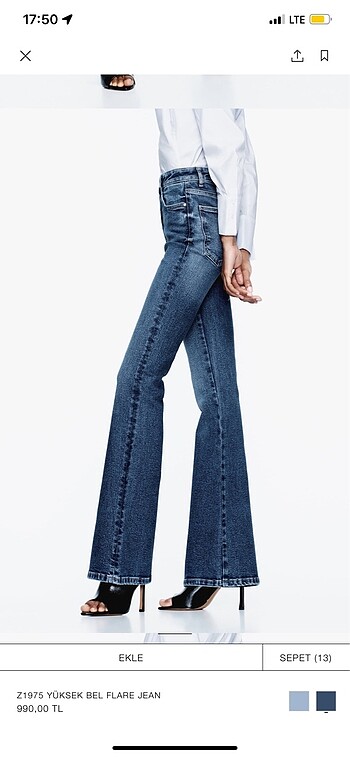 xs Beden mavi Renk Zara Yüksek bel flare jean