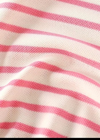 24-36 Ay Beden pembe Renk polo yaka kız Çocuk Pembe Çizgili Kısa Kollu Elbise