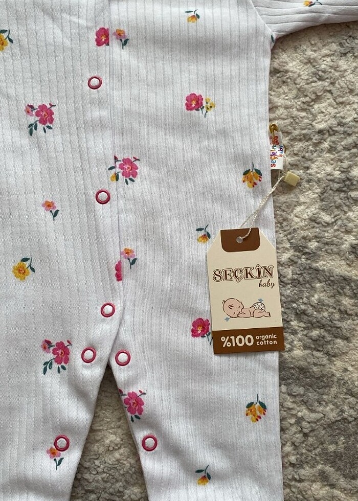 0-3 aylık çıt çıtlı çiçekli tulum ???????? - Görsel 2