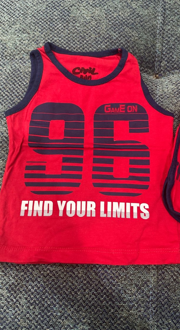 Kırmızı Erkek Bebek Kolsuz Takım - Görsel 2