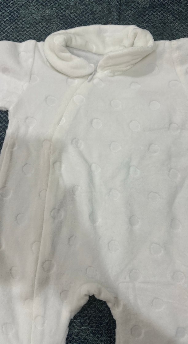 Uzun Kollu Beyaz Bebek Tulum ve Şapka - Görsel 3