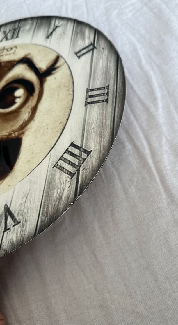 Baykuş Desenli Kahverengi Duvar Saati - Görsel 3