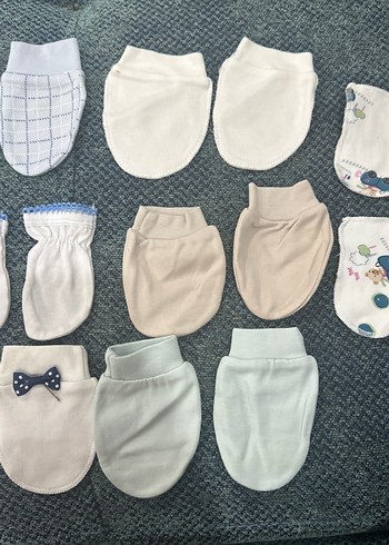 Bebekler için Beyaz Nakışlı Pamuklu Eldiven Seti - Görsel 3