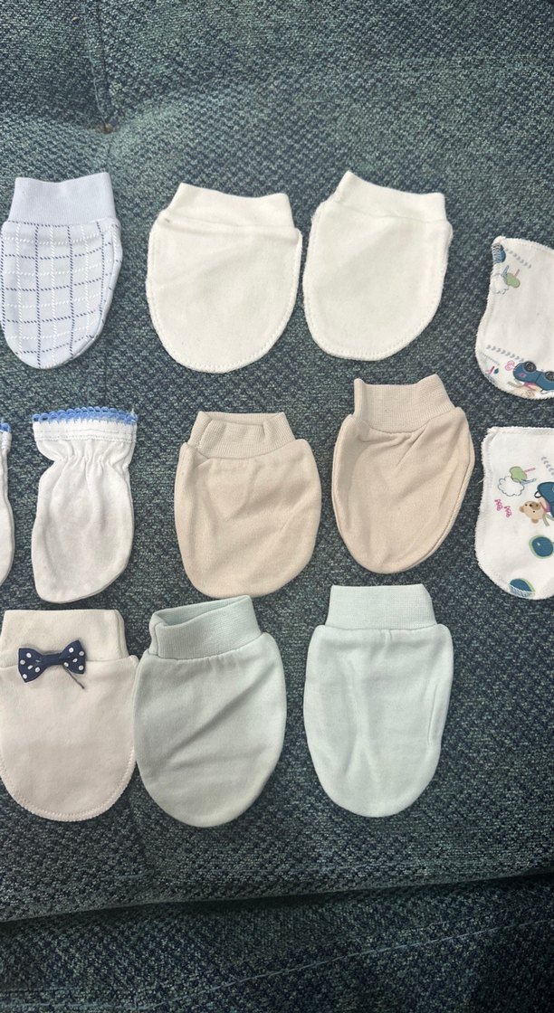 Bebekler için Beyaz Nakışlı Pamuklu Eldiven Seti - Görsel 3