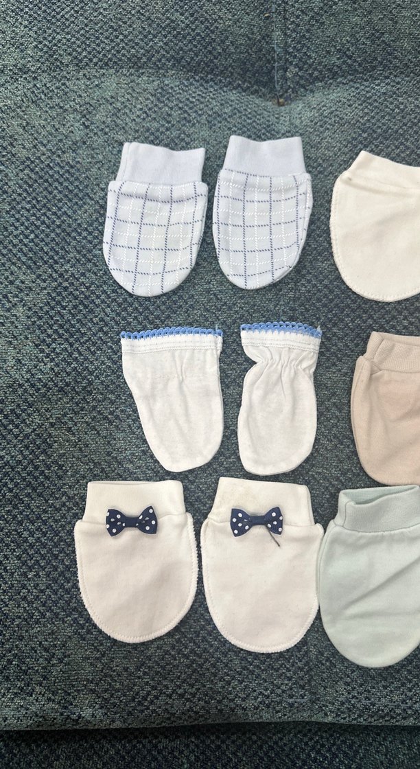 Bebekler için Beyaz Nakışlı Pamuklu Eldiven Seti - Görsel 2