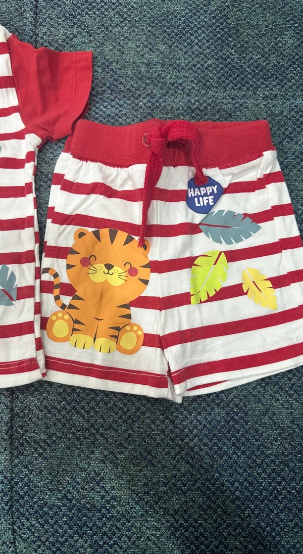 Renkli Pamuklu Erkek Bebek Kısa Kollu Takım - Görsel 3