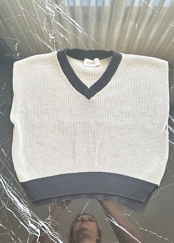 Gri V Yakalı Örgü Çocuk / Bebek Süveter