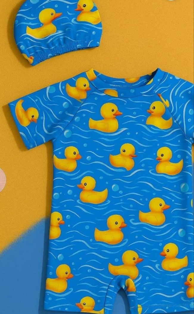 Erkek Çocuk Renkli Ördek Desenli Kısa Kollu Mayo - Görsel 2