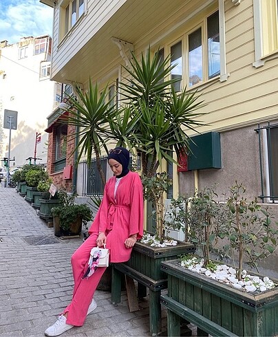 Fuşya renk kimono alt üst takım