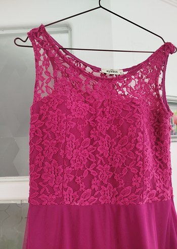 Pembe Dantelli Midi Bohem Elbise