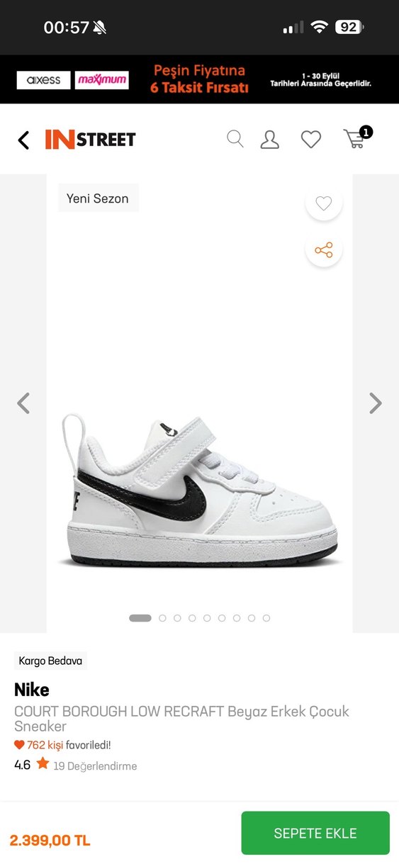 Nike Erkek Çocuk Beyaz Spor Ayakkabı - Görsel 4