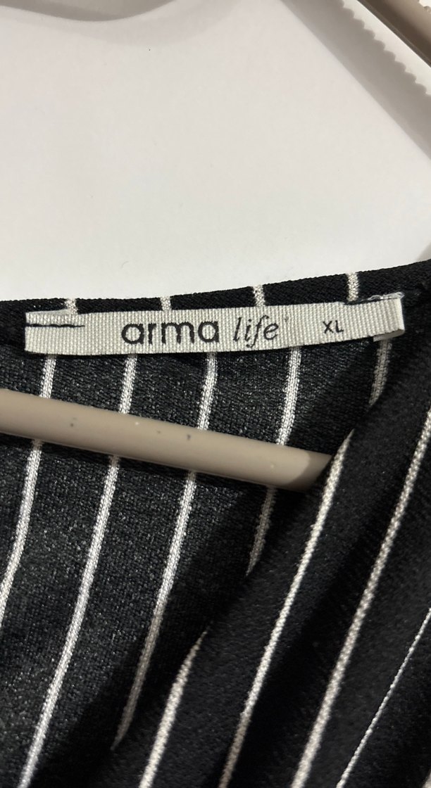 Siyah Çizgili Uzun Kadın Tulum - Görsel 3