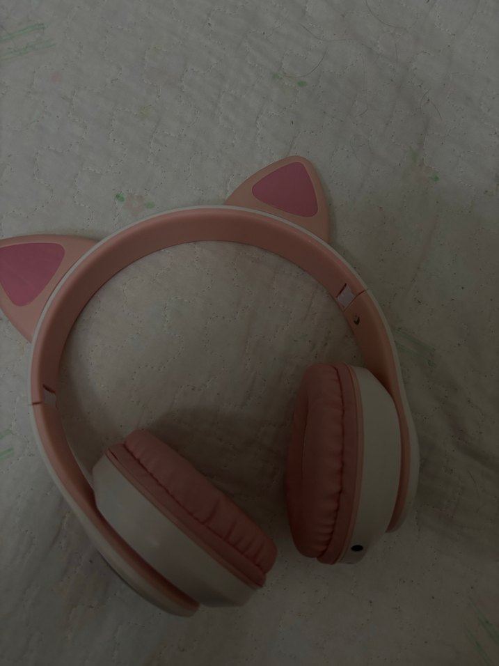 Pembe Pastel Kedi Desenli Kulaklık - Görsel 3