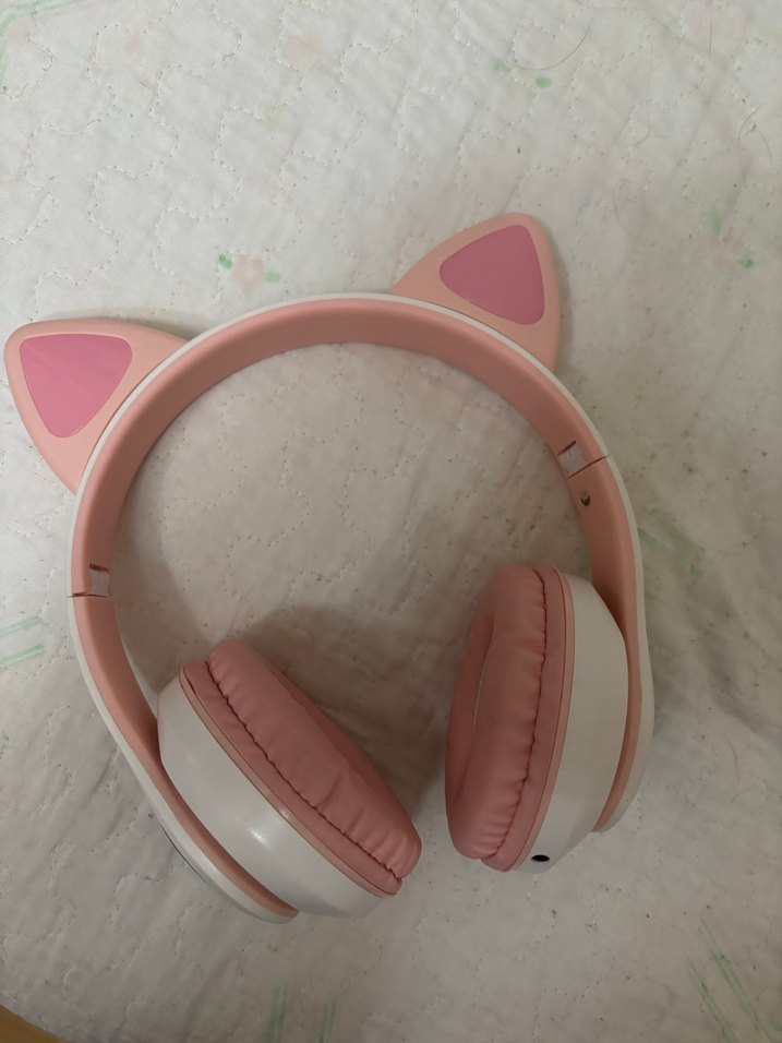 Pembe Pastel Kedi Desenli Kulaklık - Görsel 2