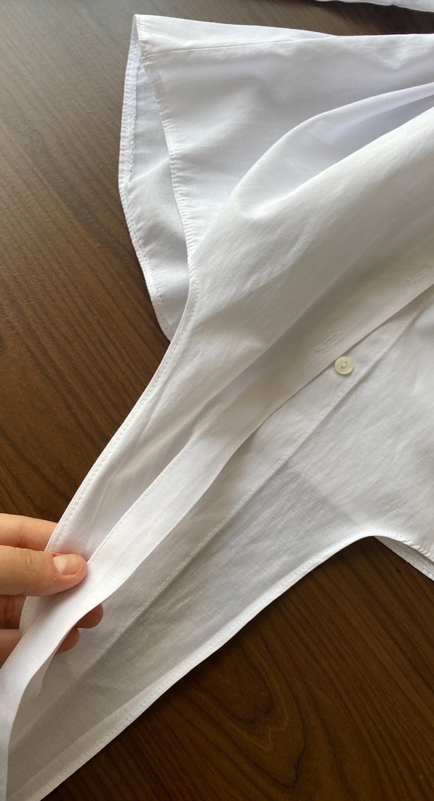 Düğmeli Beyaz Keten Kadın Gömlek - Görsel 4