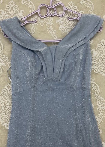 Kuyruklu Balık Model Drapeli V Yaka Uzun Abiye Elbise - Görsel 2