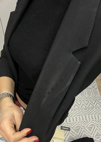 Kemerli Siyah Kadın Blazer - Görsel 3