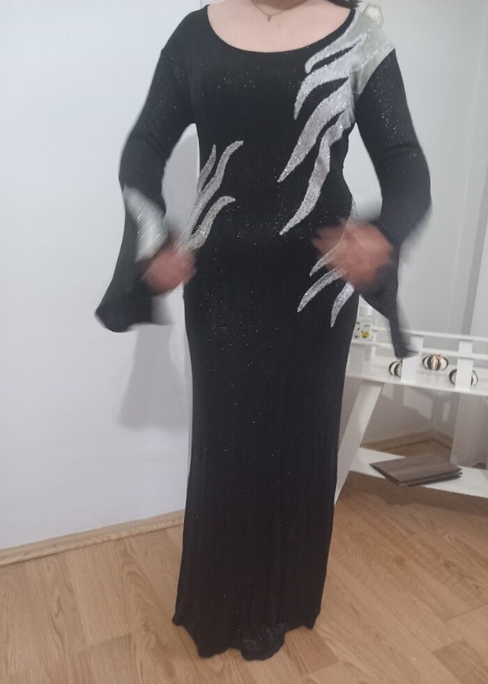 AKICI SİMLİ İSPANYOL KOLLU ABİYE - Görsel 3