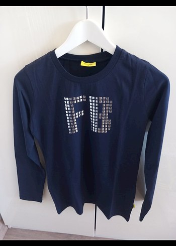 Payet Detaylı Uzun Kollu Mavi Tişörtü - Görsel 2