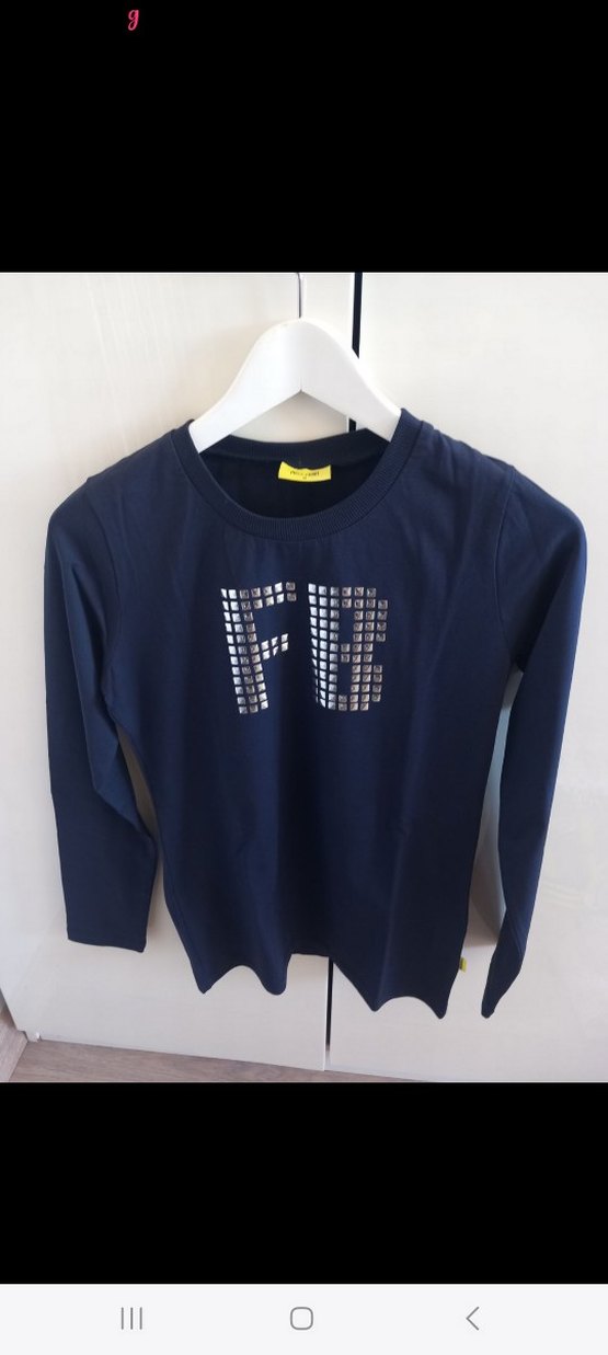 Payet Detaylı Uzun Kollu Mavi Tişörtü - Görsel 2