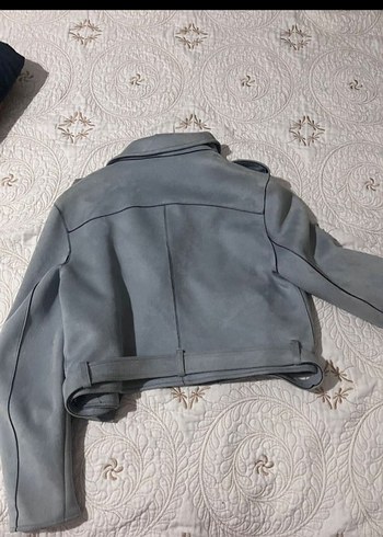 Zara Gri Süet Kemerli Kadın Deri Ceket